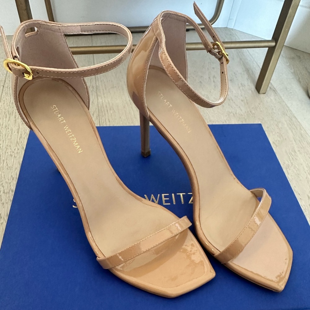 Stuart Weitzman Amelina 95 Nude sandals, sz 7.5 US